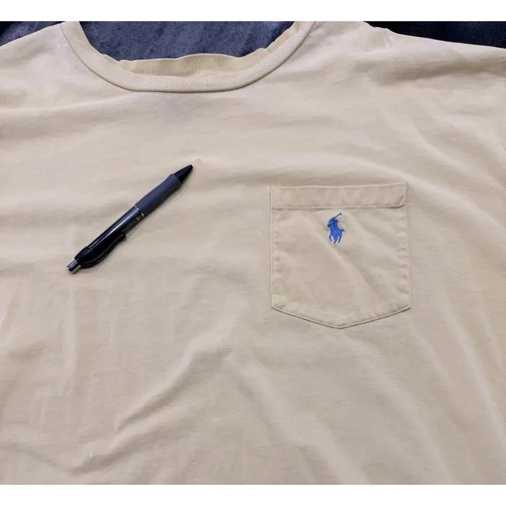 Polo Ralph Lauren Soft Yellow T Shirt 4XLT Big Tall Yellow Pony Cotton Tee